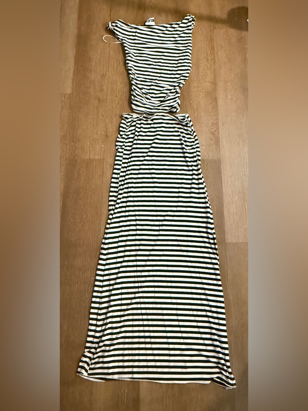Striped Black and White top and Maxi Skirt set - Sleek Everyday Style